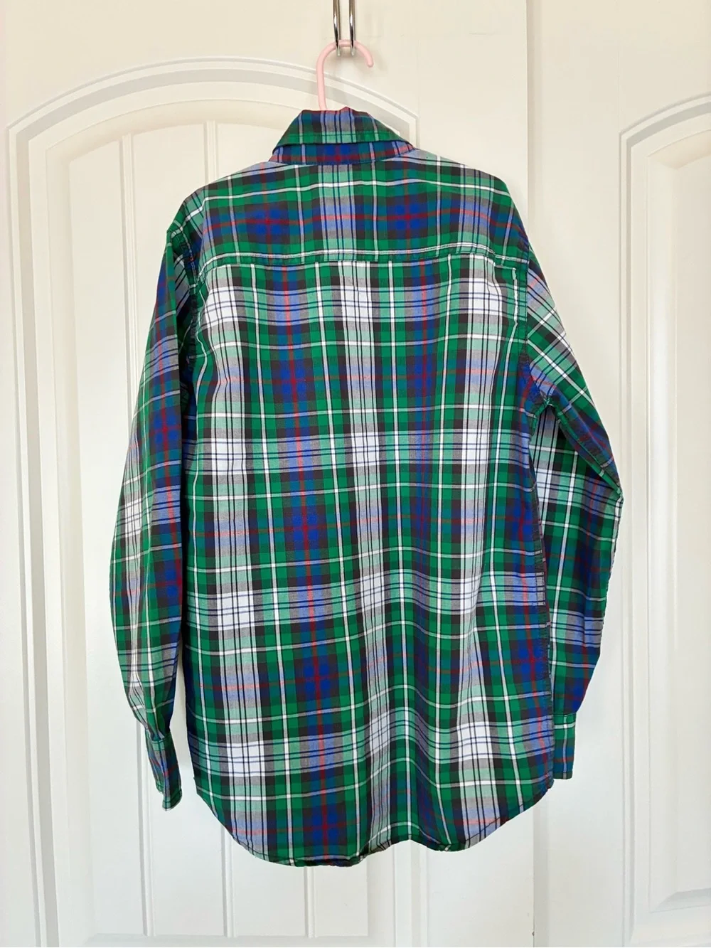GAPkids Boys Green and Blue Plaid Button-Down Shirt